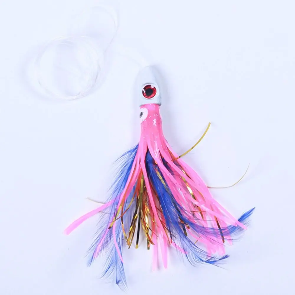 2pcs TPE Luminous Soft Silicone Artificial Swim UV Saltwater Octopus Bait Fishing Tackle long tail Squid Skirt Lure 13cm 17g