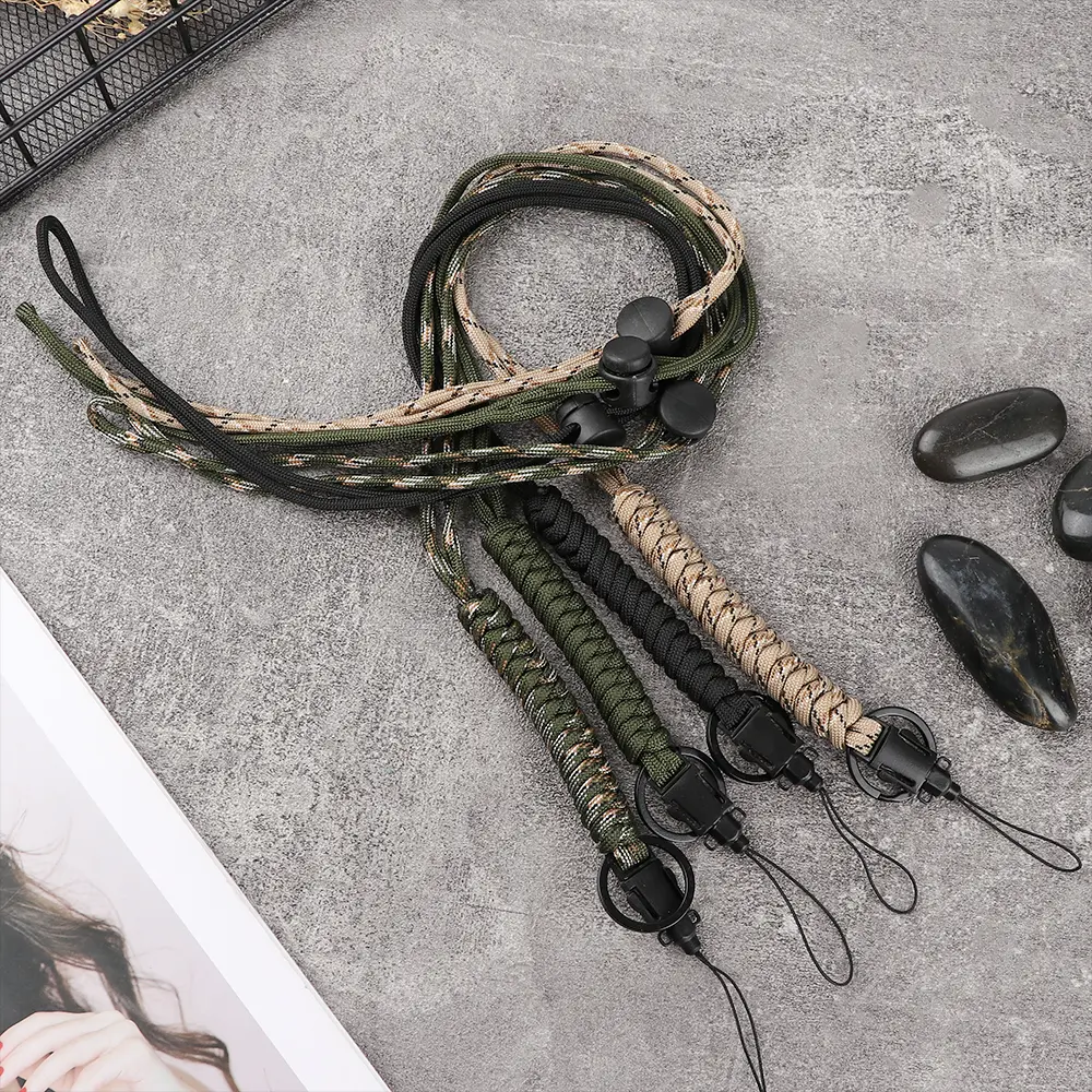 Paracord Keychain Braided Nylon Lanyard Metal Mini Carabiner Keychain Camping Gadgets EDC Survival Parachute Cord