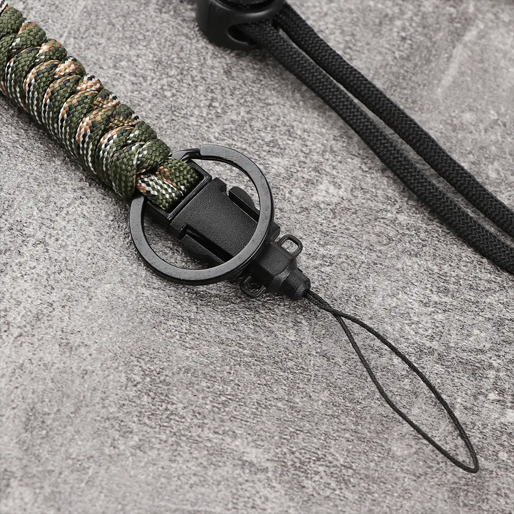 Paracord Keychain Braided Nylon Lanyard Metal Mini Carabiner Keychain Camping Gadgets EDC Survival Parachute Cord