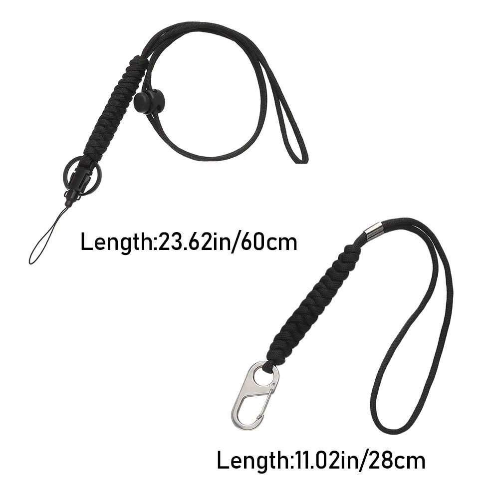 Paracord Keychain Braided Nylon Lanyard Metal Mini Carabiner Keychain Camping Gadgets EDC Survival Parachute Cord