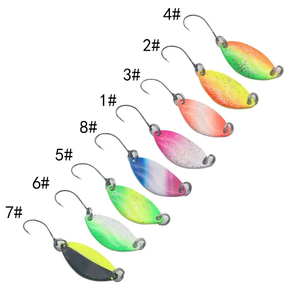 1X 1.4cm/1.8g Fishing Metal Colorful Spoon Baits Spinner Lure Mini Bait for Trout Single Hook Sequins Noise Artificial Hard Bait