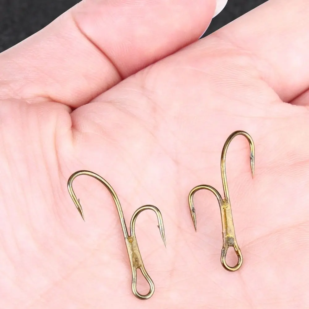 20Pcs Barbed Golden Double Fishing Hooks Ryder Pike Dead Bait Predator Salmon Trout Perch Ringed Zander twin hook