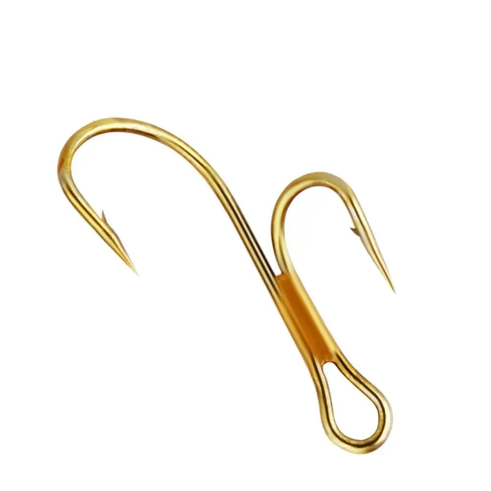 20Pcs Barbed Golden Double Fishing Hooks Ryder Pike Dead Bait Predator Salmon Trout Perch Ringed Zander twin hook