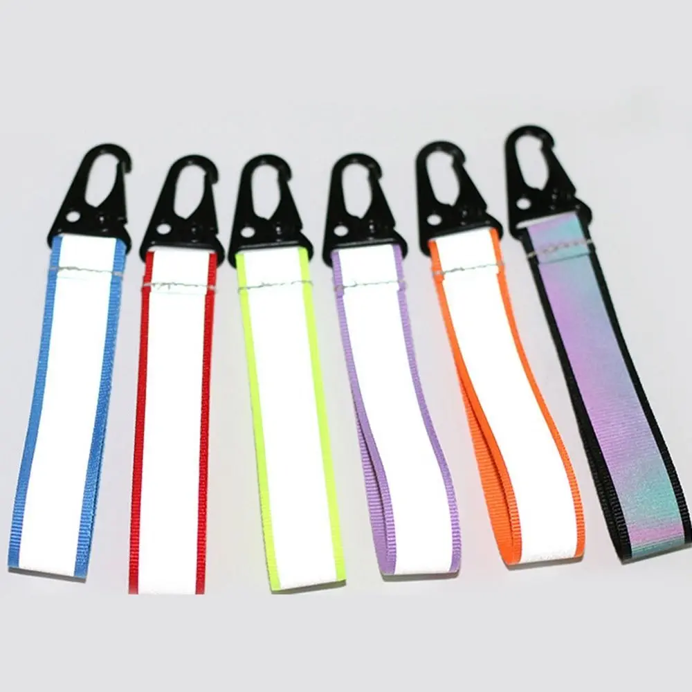 2pcs Outdoor Reflective Keychains High Visibility Safety Reflective Keychain Pendant Webbing Material For Bag Strap Pendant