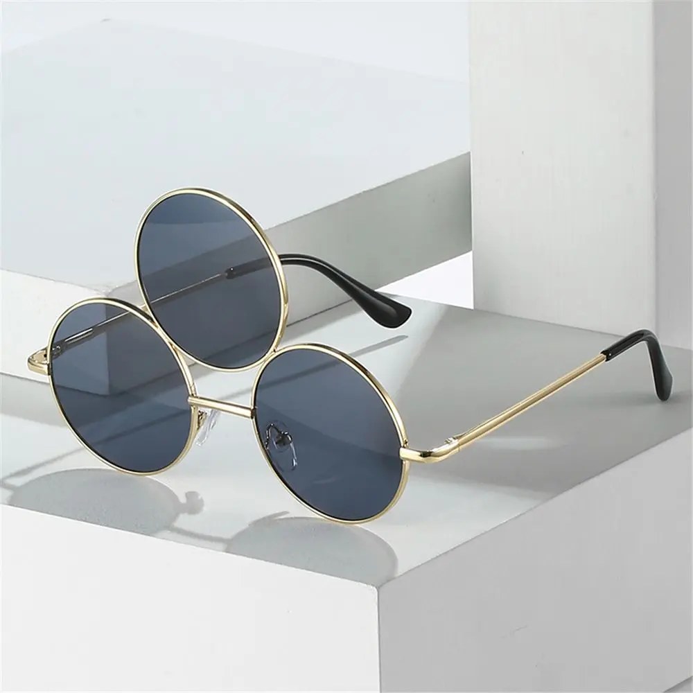 Novel Third Eye Round Metal Frame Sunglasses Chinese Style Erlang God Three Eyes Glasses Funny Party Halloween Cosplay Glasses