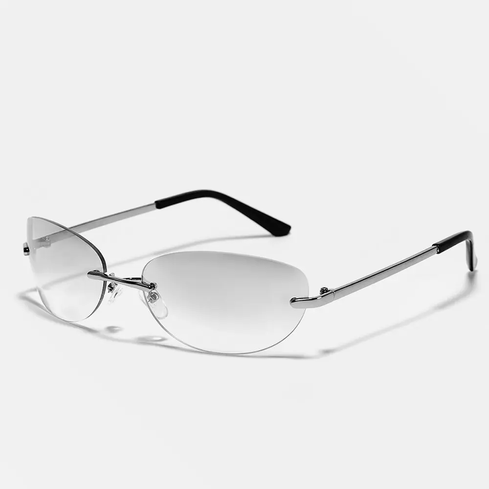 Rimless Sunglasses Women Fashion Oval 2000'S Brand Designer Sun Glasses Y2k Wrap Around Transparent Eyewear Gradient Shades