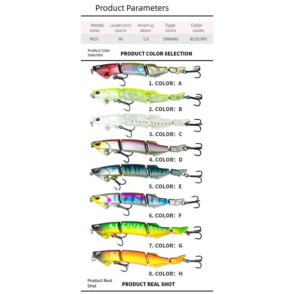 2025 90mm 5.8g Sinking Fishing Lure 3D Eyes Wobbler Bass Minnow Lure VIB Minnow Fishing Bait Fishing Tackle
