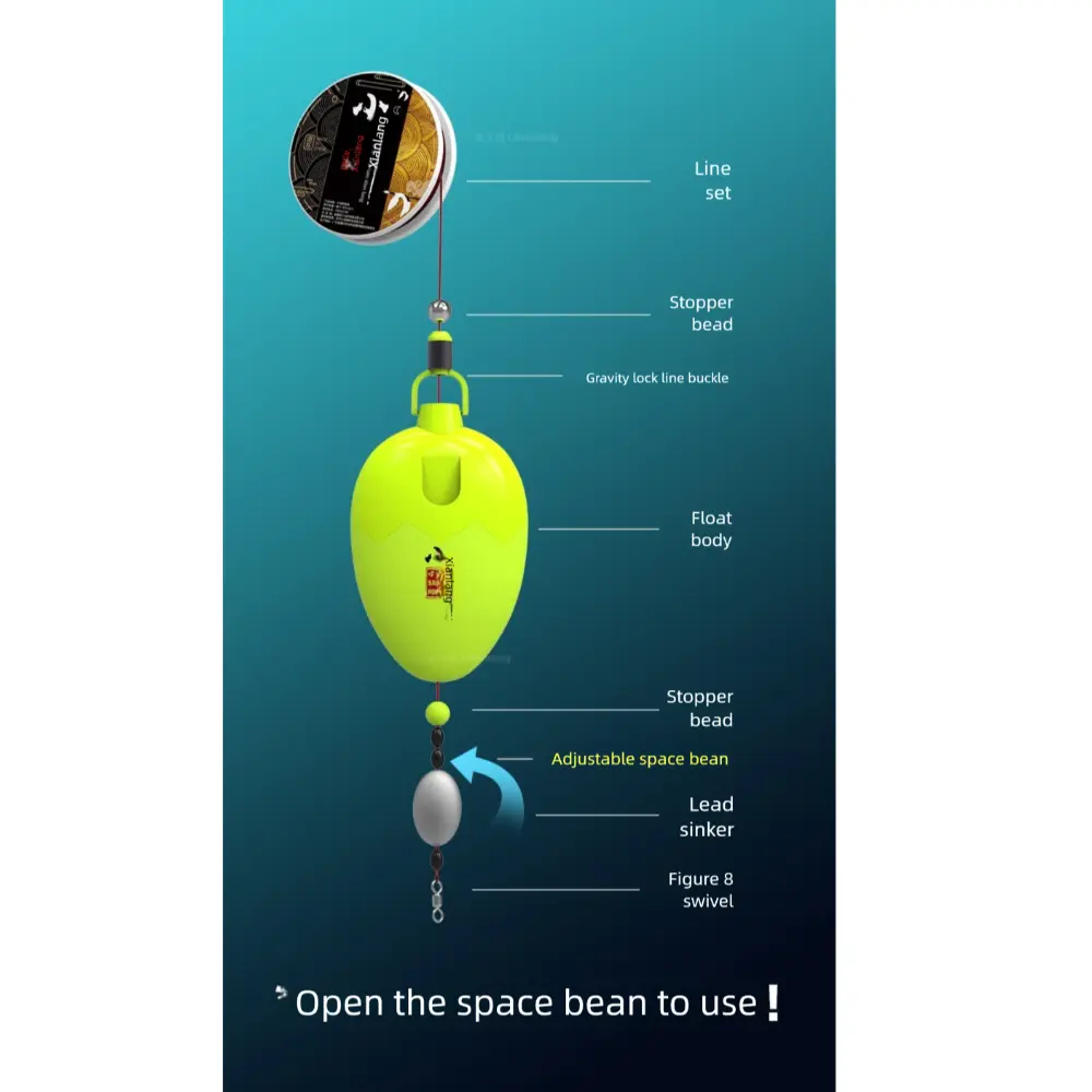 1pc Automatic Bottom Finding Touch Line, No Adjustment Fish Float, Highly Sensitive Float, Eye-catching Fish Float Line Set