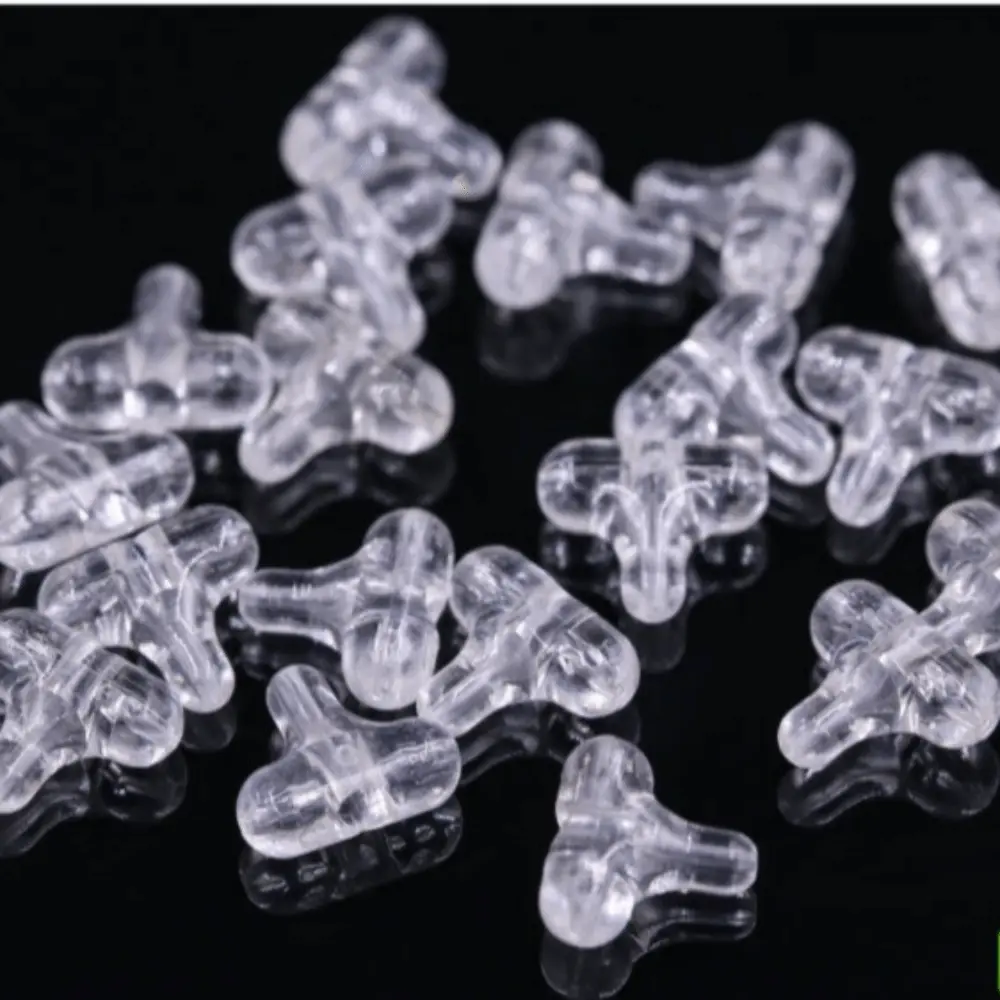 30pcs Rig Transparent Fishing Beads Oval Clear Sabiki Rig Double Cross Hole 3 Way Connector Fishing