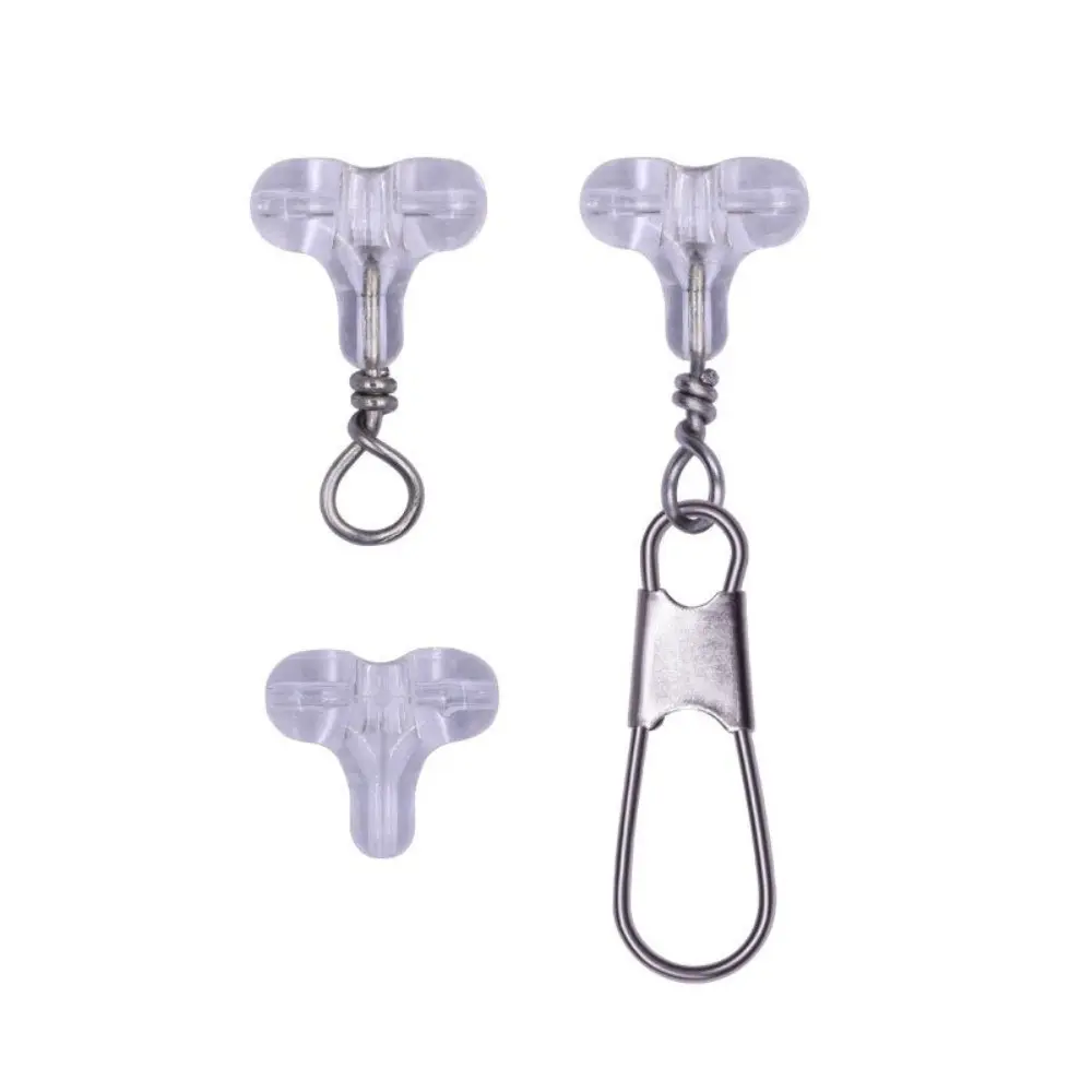 30pcs Rig Transparent Fishing Beads Oval Clear Sabiki Rig Double Cross Hole 3 Way Connector Fishing