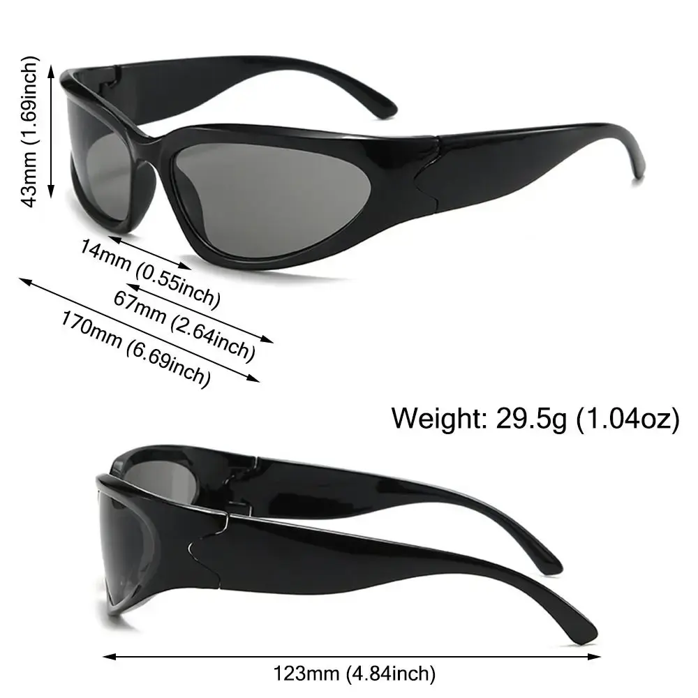 Trendy Y2K Cycling Sunglasses Outdoor Millennium Futuristic Sun Glasses UV Protection Street Shooting Eyewear for Women & Men