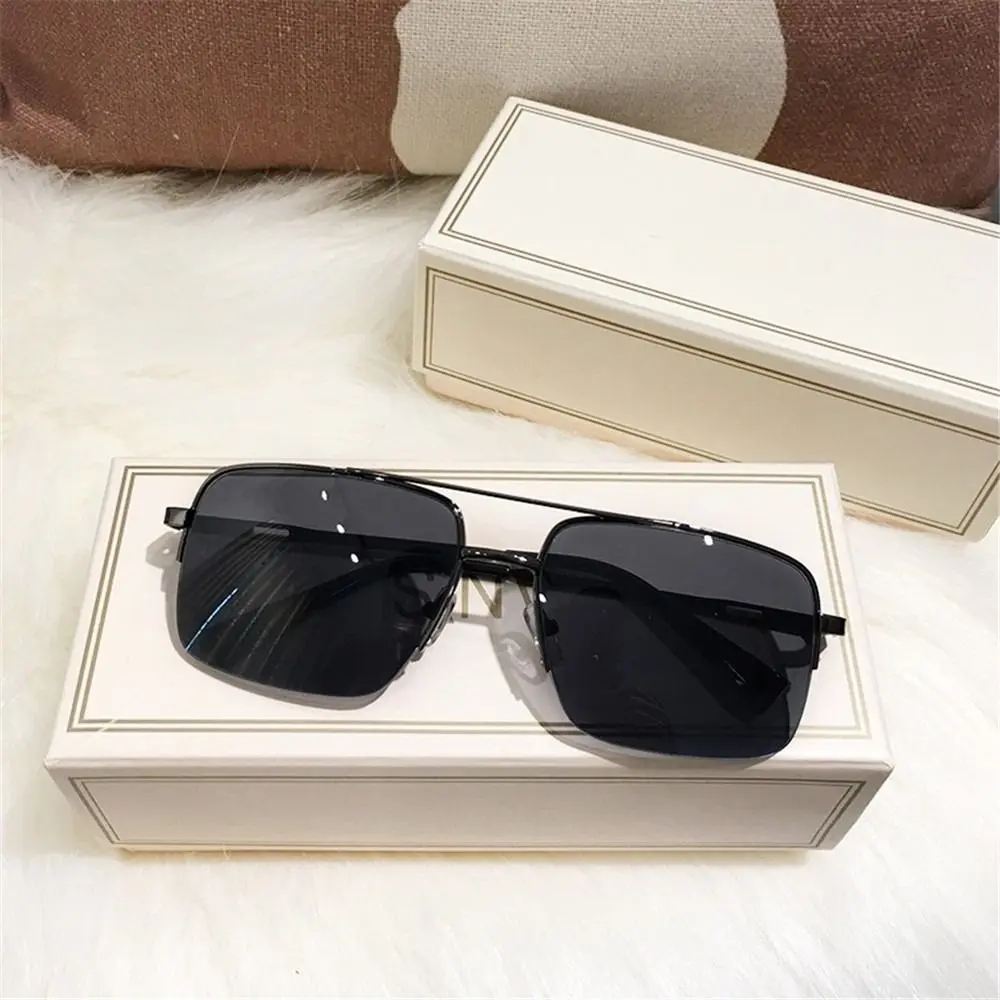 Semi-Rimless Brown Sunglasses UV Protection Specifically Designed for Driving Square Shape Sun Glasses Outdoor Classic