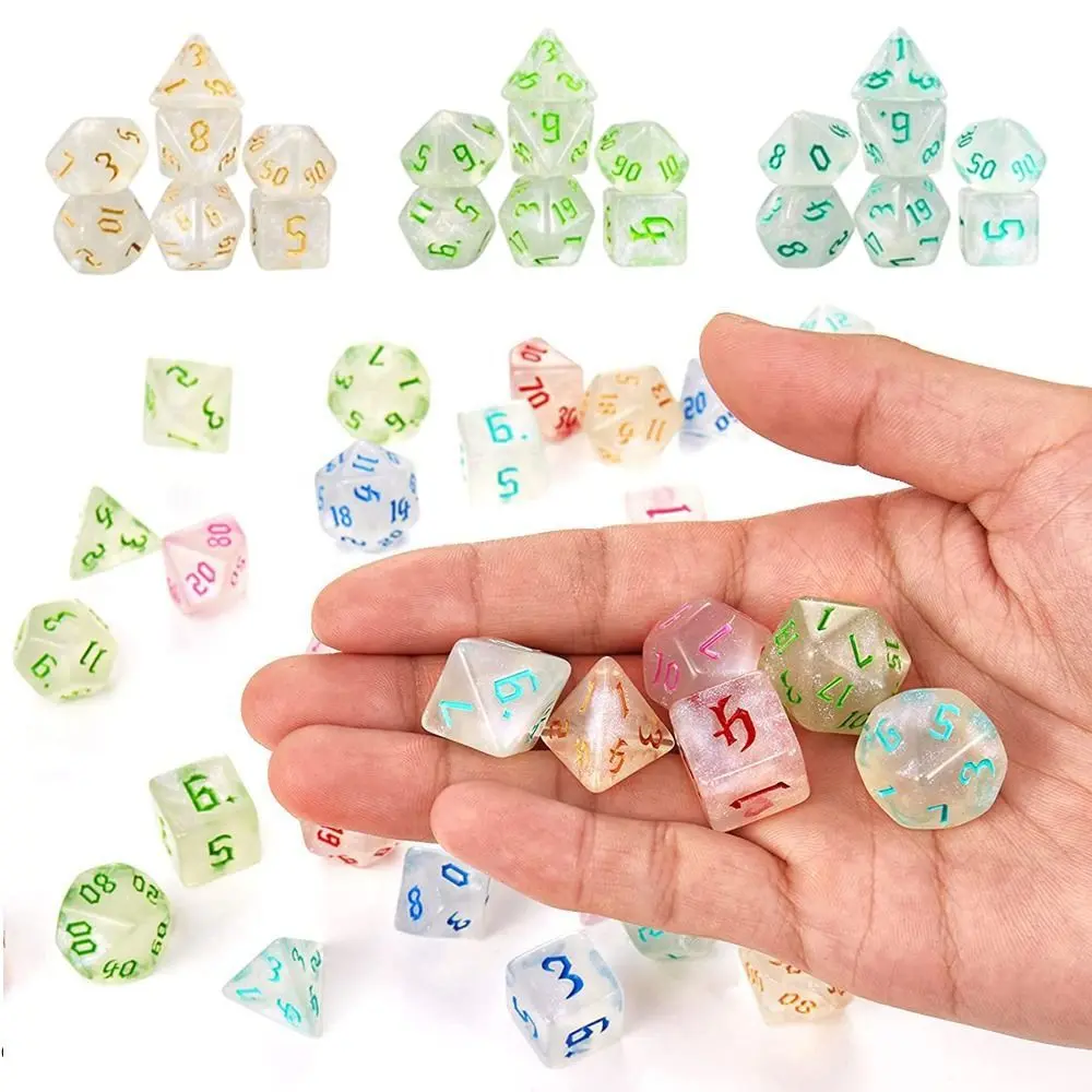7Pcs/Set Durable Acrylic DND Dice D4 D6 D8 D10 D12 D20 Polyhedral Dice 7-Die Game Dice For TRPG DND