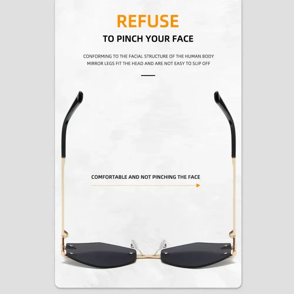 Fashion Rimless Square Sunglasses Retro Small Frame Gradient Frameless Sunglass High Quality UV400 Popular Metal Eyewear