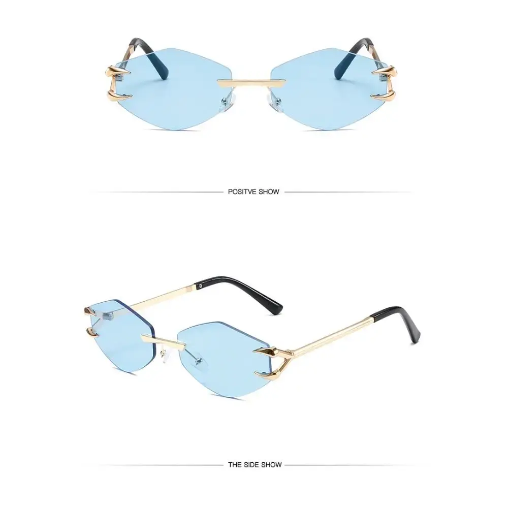 Fashion Rimless Square Sunglasses Retro Small Frame Gradient Frameless Sunglass High Quality UV400 Popular Metal Eyewear