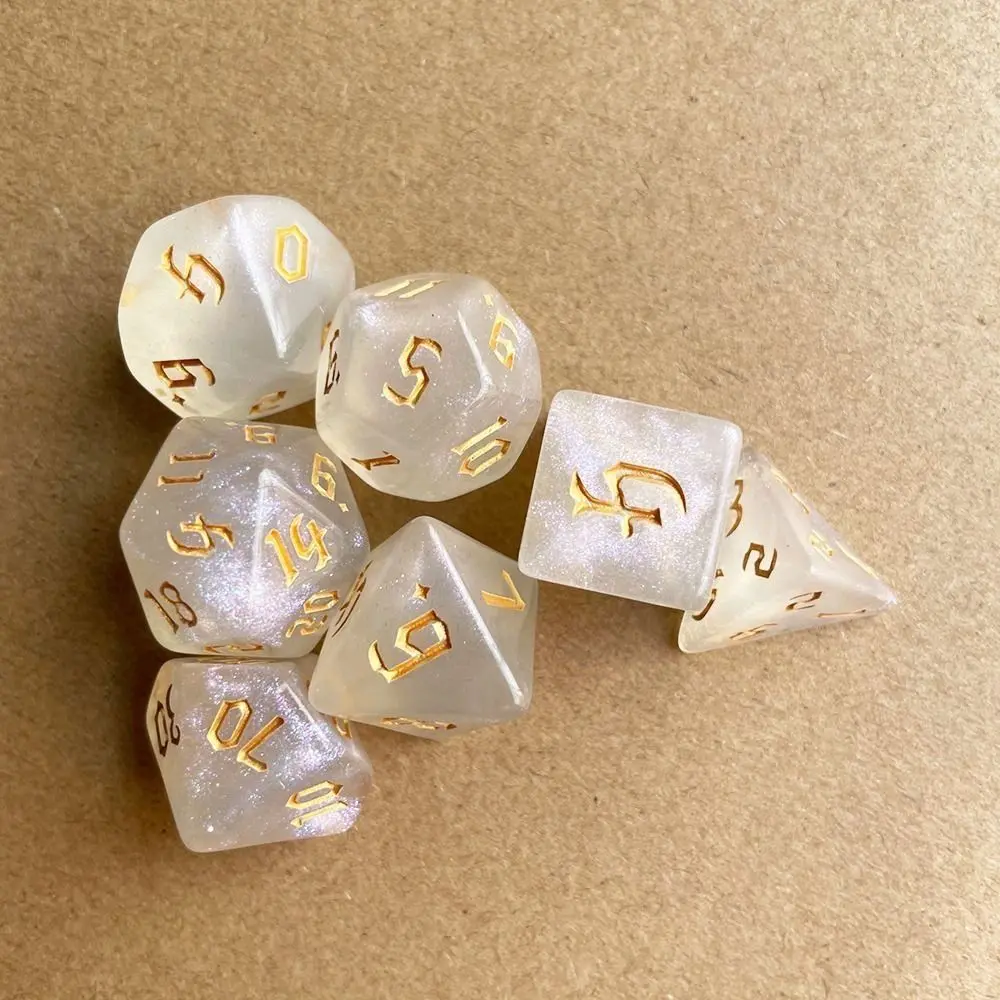 7Pcs/Set Durable Acrylic DND Dice D4 D6 D8 D10 D12 D20 Polyhedral Dice 7-Die Game Dice For TRPG DND