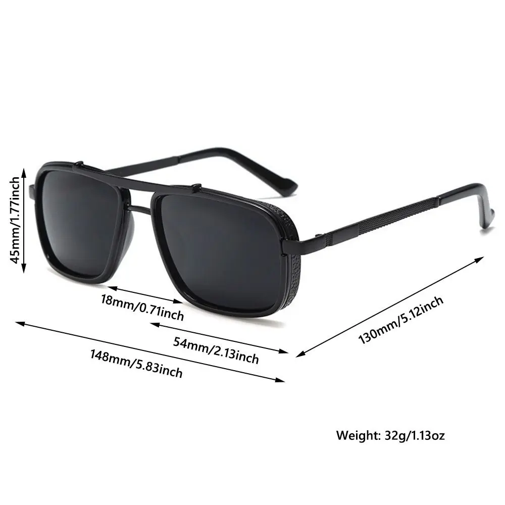 Stylish Luxury Rectangle Sunglasses Thick Edge Classic Metal Frame Sun Glasses Summer Double Bridge Shades for Outdoor Driving