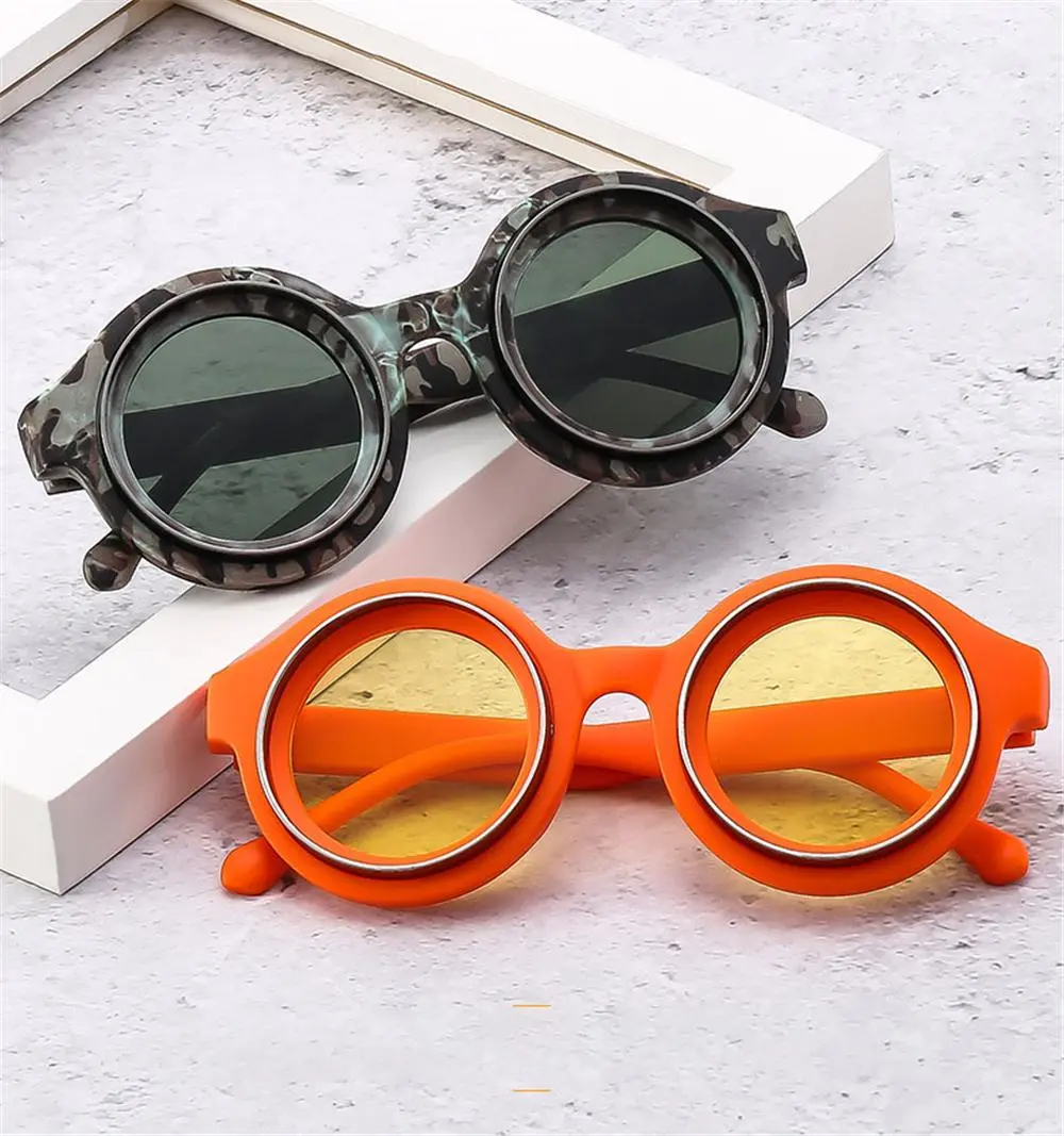 Trendy Retro Round Sunglasses Vintage Hip Hop Punk Shades Cool Street Sun Glasses for Men