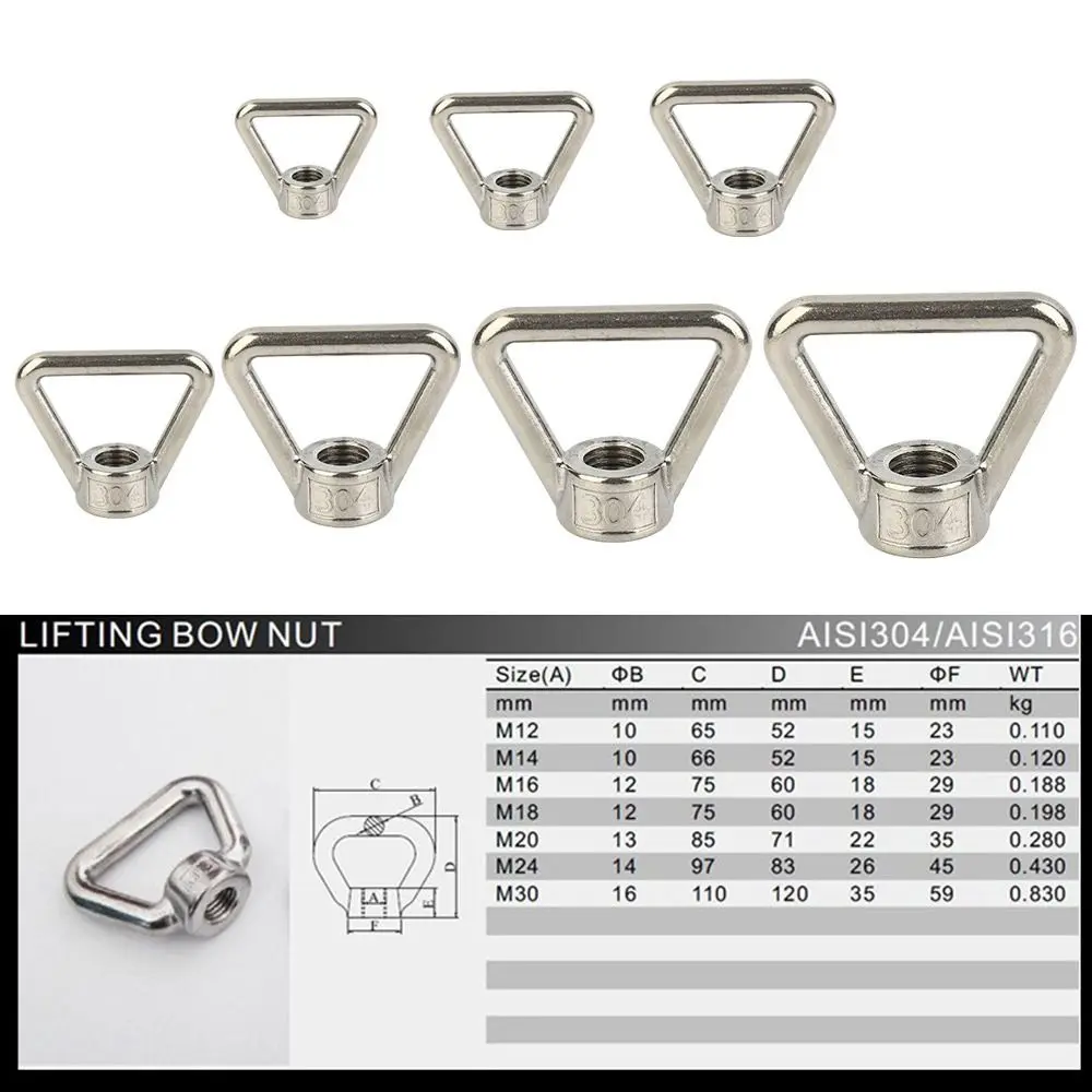 M8 M10 M12 Hooking Nut 304 Stainless Steel Eyebolt Ring Lifting Eye Nuts Screw Ring Triangle Nuts