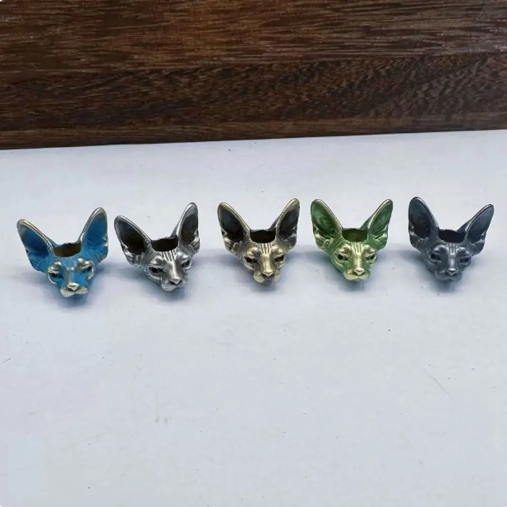 New Handmade Animal Cat Head Bead Charms DIY Jewelry Accessories Retro Sculpture Bead DIY Lanyard Pendant EDC Outdoor Tool