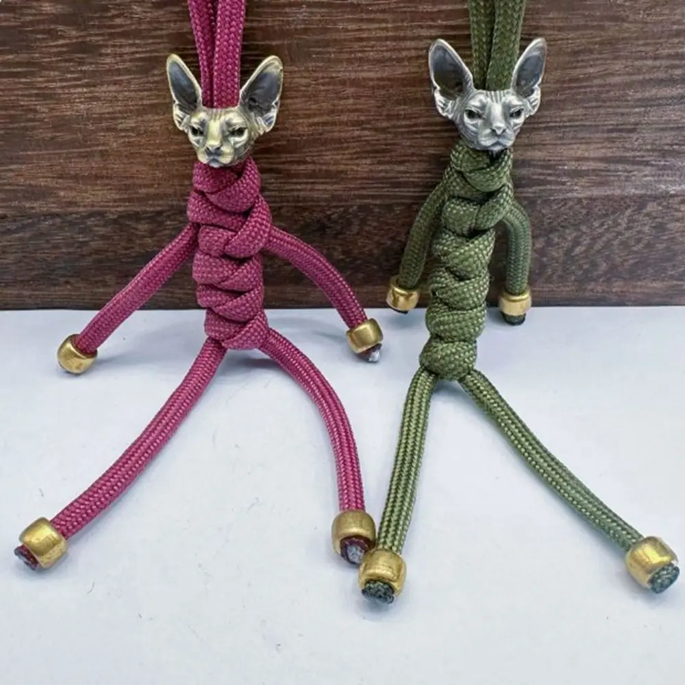 New Handmade Animal Cat Head Bead Charms DIY Jewelry Accessories Retro Sculpture Bead DIY Lanyard Pendant EDC Outdoor Tool