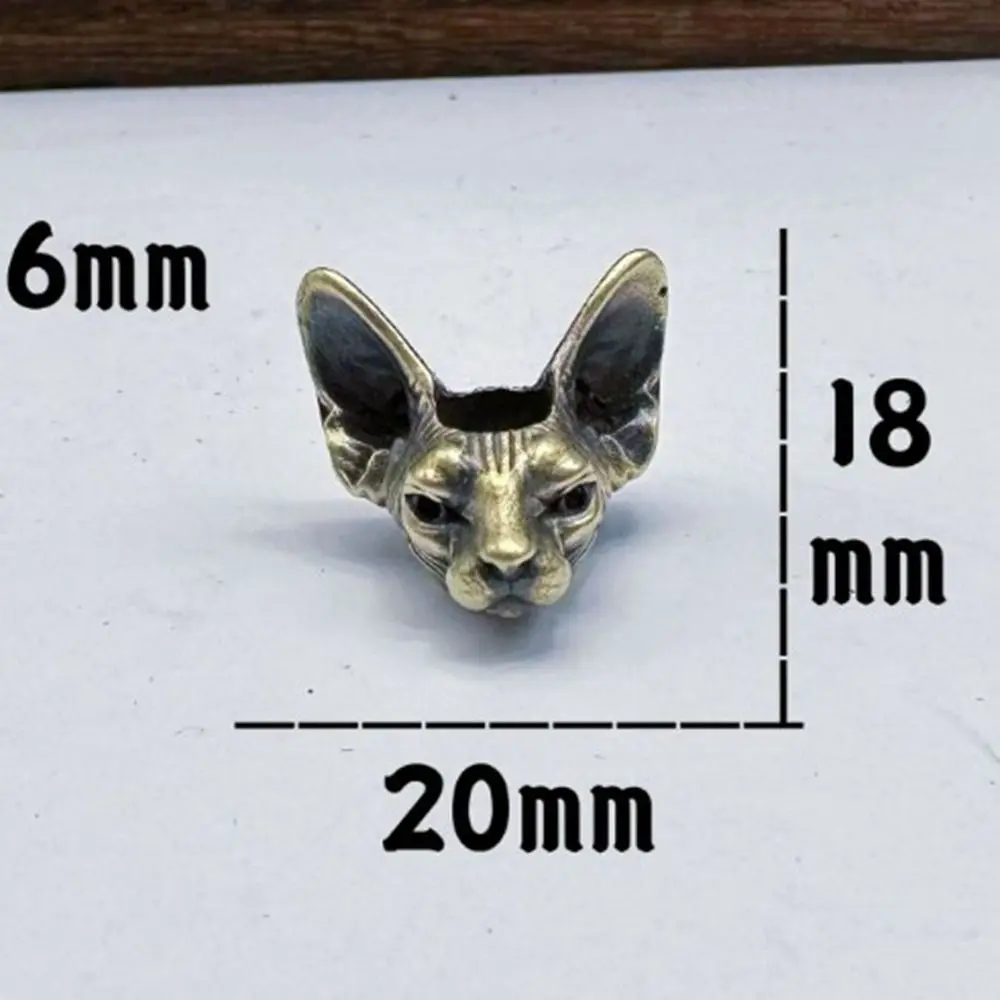 New Handmade Animal Cat Head Bead Charms DIY Jewelry Accessories Retro Sculpture Bead DIY Lanyard Pendant EDC Outdoor Tool