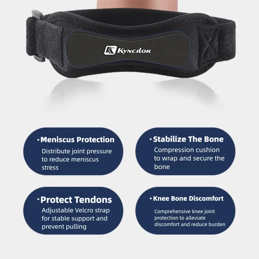 High Quality Adjustable Knee Brace Breathable Elastic Design Shock Absorption Knee Pad Knee Support Strap Football