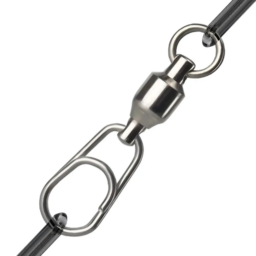 5Pcs/Pack Stainless Steel Bearing Swivel Oval Split Rings Hooked Snap Rolling Swivel Lure Connector Jig Fishing Connecting Ring