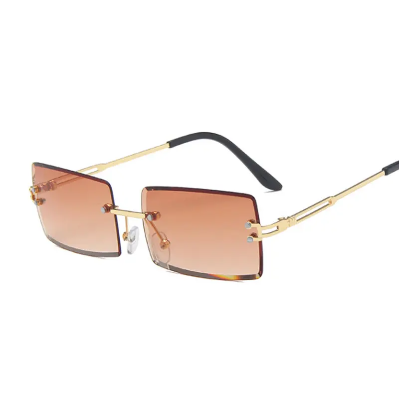 Square Sunglasses Woman Brand Designer Fashion Rimless Gradient Sun Glasses Shades Cutting Lens Ladies Frameless Eyeglasses