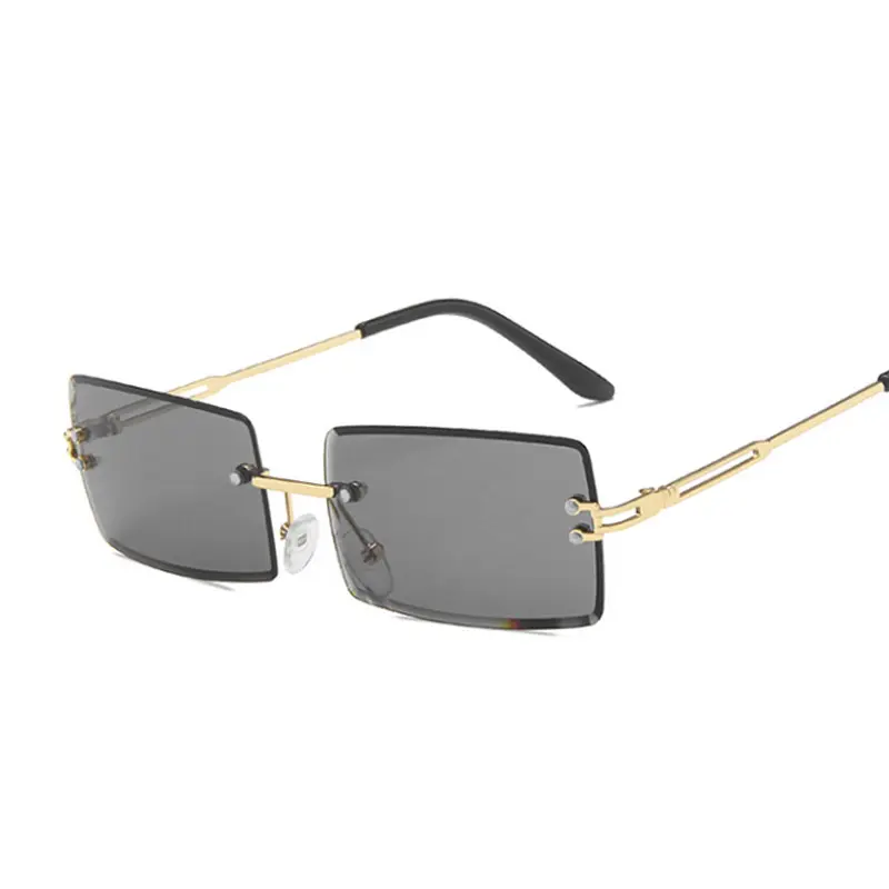 Square Sunglasses Woman Brand Designer Fashion Rimless Gradient Sun Glasses Shades Cutting Lens Ladies Frameless Eyeglasses