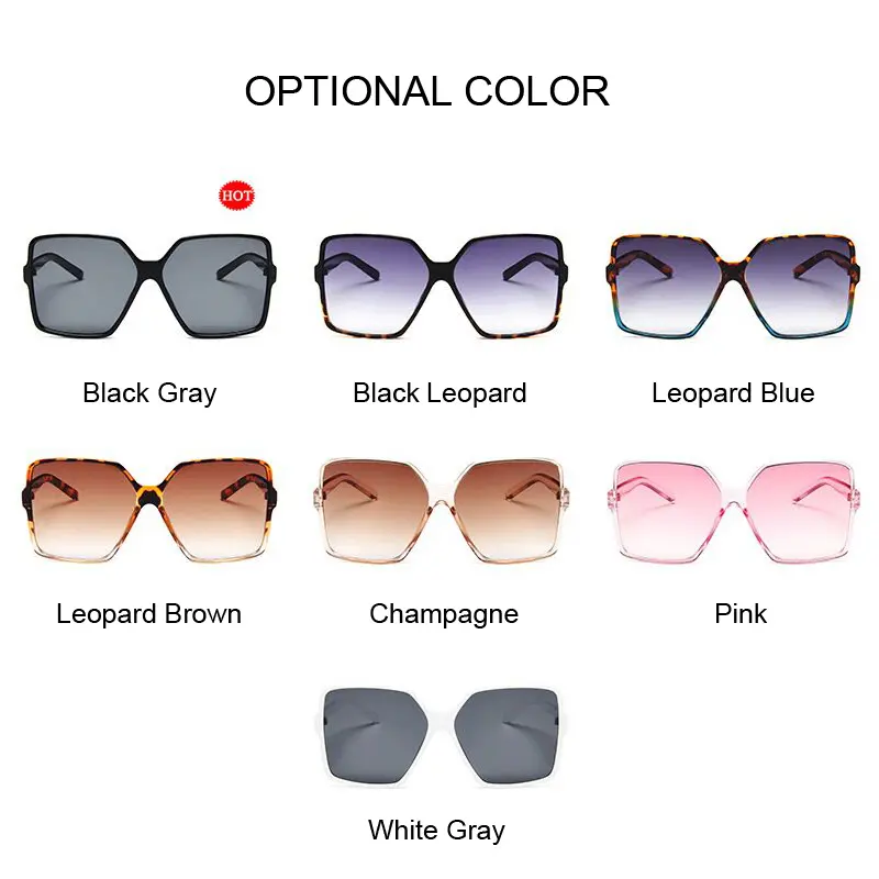 Black Square Oversized Sunglasses Woman Big Frame Colorful Sun Glasses Female Mirror Oculos Unisex Gradient Hip Hop Shades