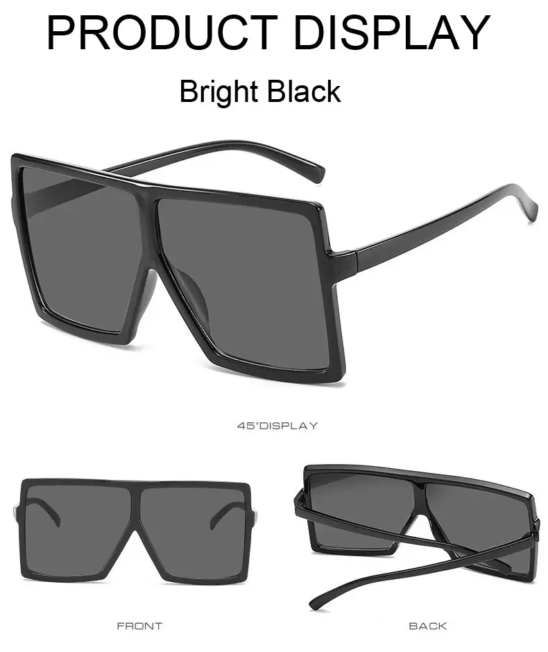 Oversized Shades Sunglasses Woman Pink Fashion Square Glasses Big Frame Sun Glasses Female Vintage Retro Unisex Oculos Feminino