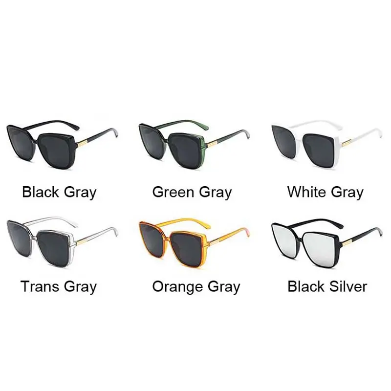 Fashion Cat Eye Sunglasses Woman Retro Brand Designer Sun Glasses Female Big Frame Vintage Black Mirror Oculos De Sol Feminino