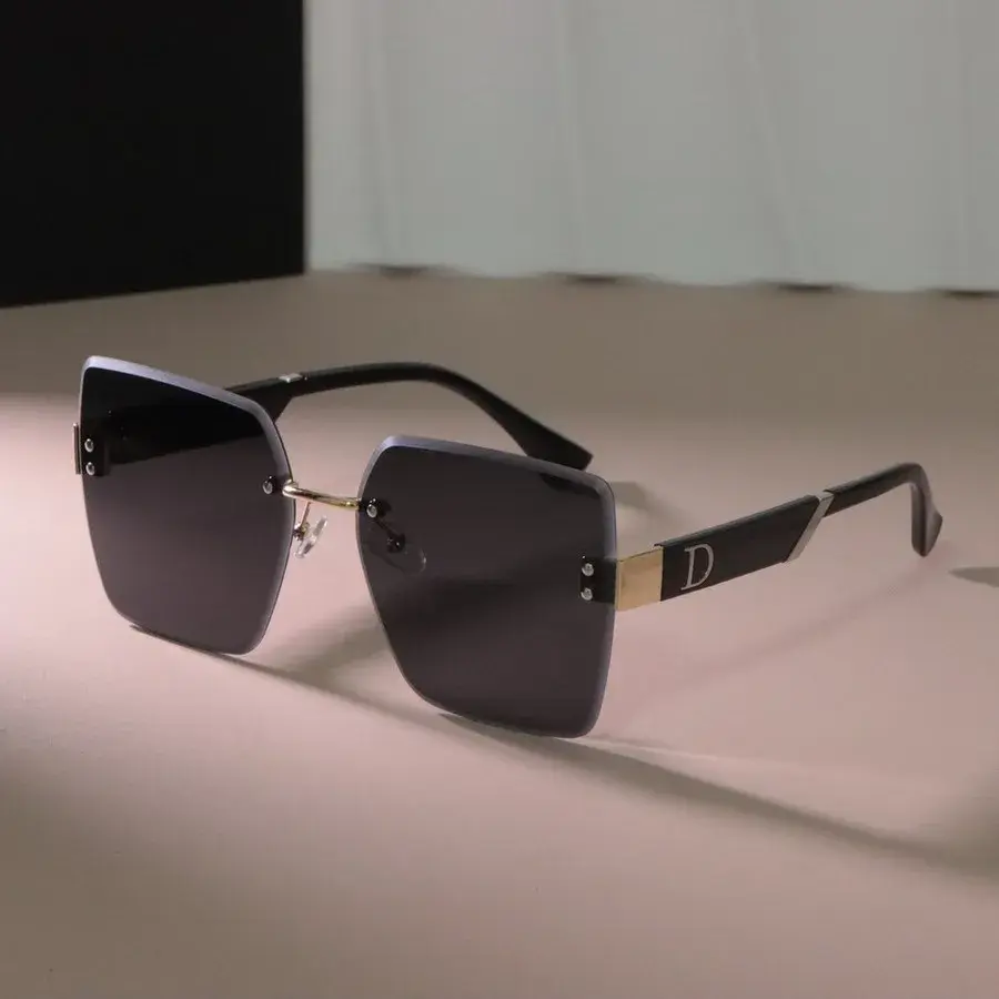 Luxurious Big Frame Sun Glasses Women Men Square Sunglasses Female Casual Black Rimless Mirror Designer Brand Fashion