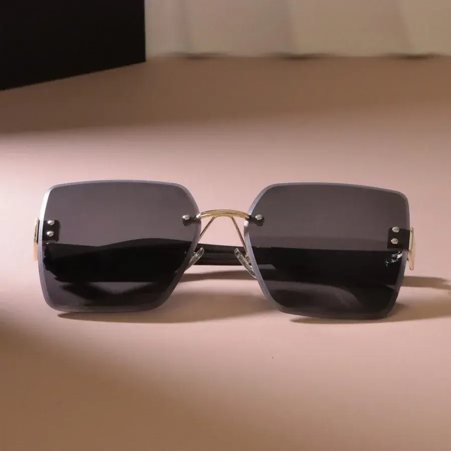 Luxurious Big Frame Sun Glasses Women Men Square Sunglasses Female Casual Black Rimless Mirror Designer Brand Fashion