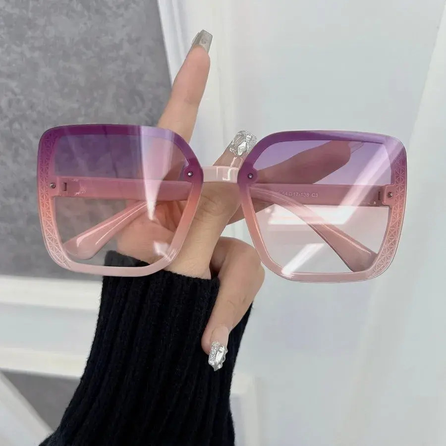 Designer Rectangle Sunglasses Women Men Trendy Brand Square Sun Glasses Female Male Big Frame Mirror Classic Oculos De Sol