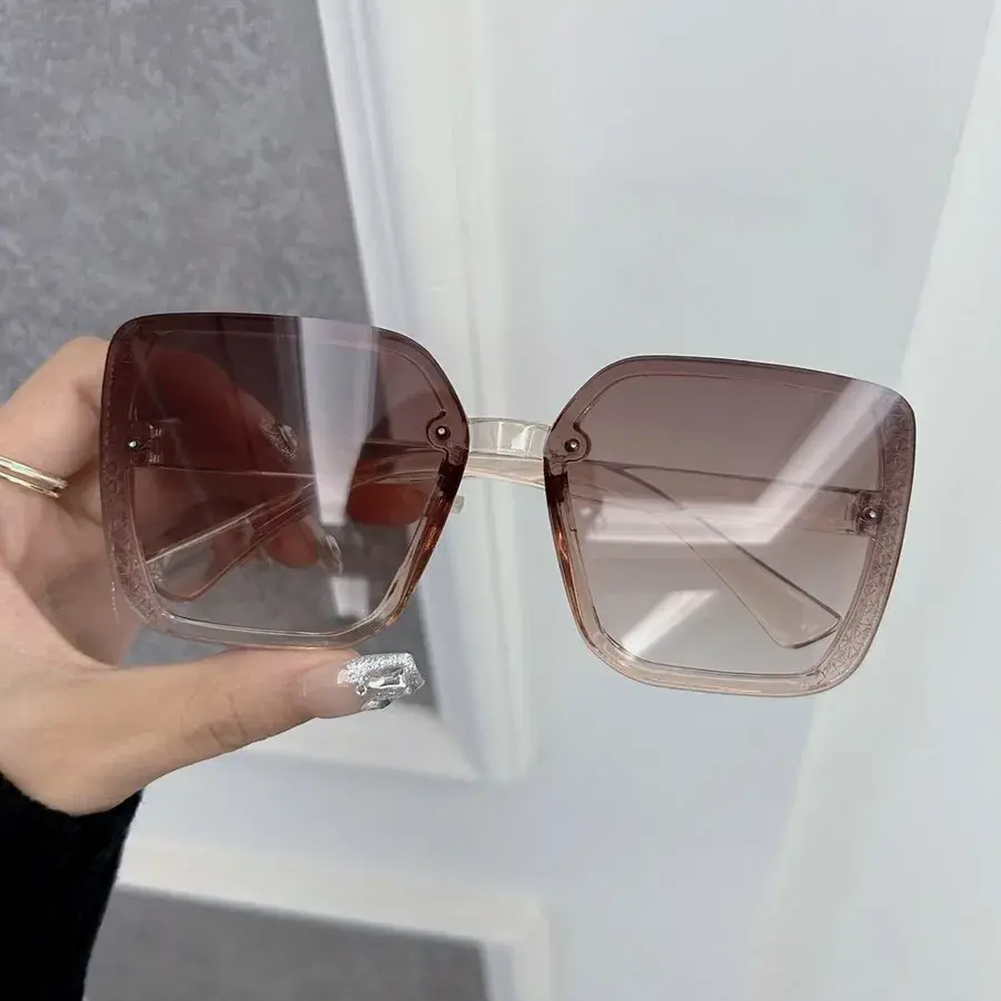 Designer Rectangle Sunglasses Women Men Trendy Brand Square Sun Glasses Female Male Big Frame Mirror Classic Oculos De Sol