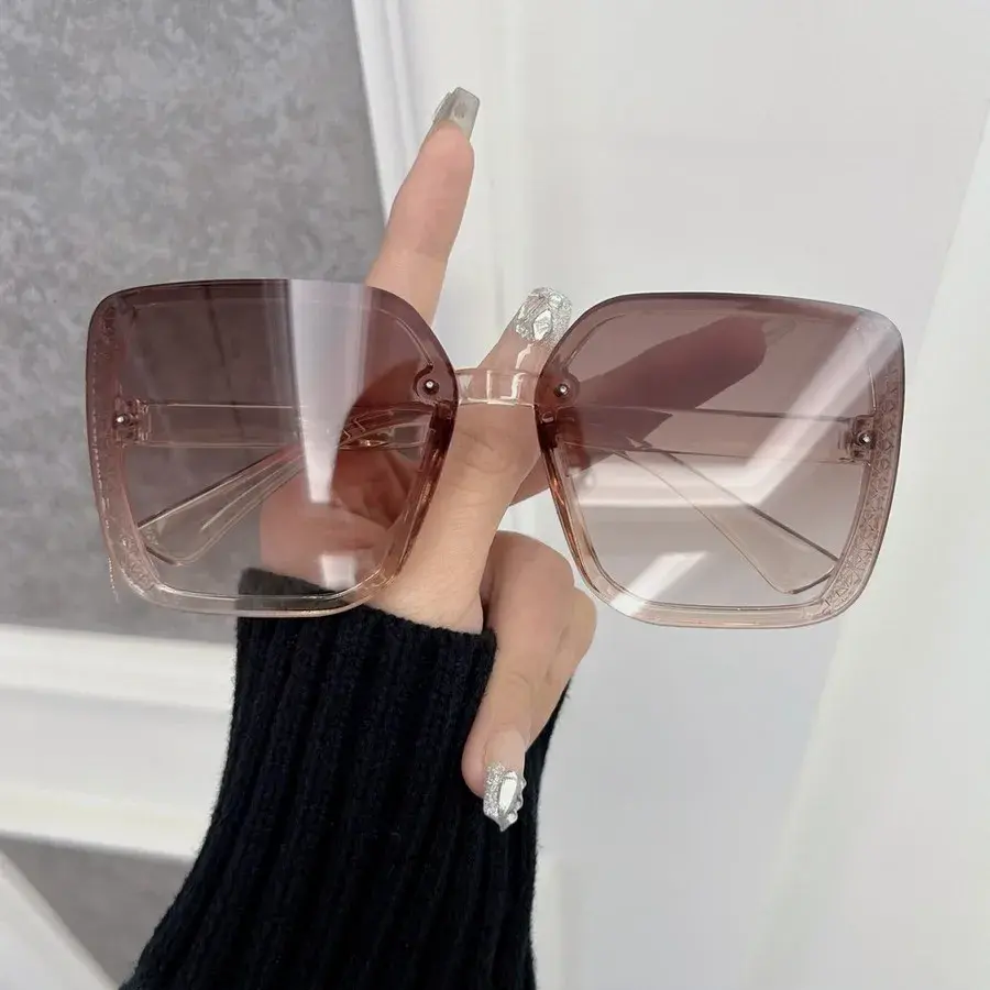 Designer Rectangle Sunglasses Women Men Trendy Brand Square Sun Glasses Female Male Big Frame Mirror Classic Oculos De Sol
