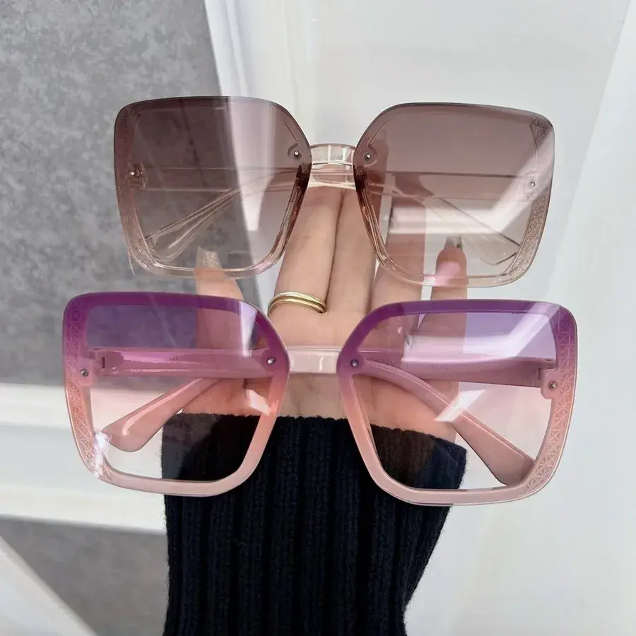 Designer Rectangle Sunglasses Women Men Trendy Brand Square Sun Glasses Female Male Big Frame Mirror Classic Oculos De Sol