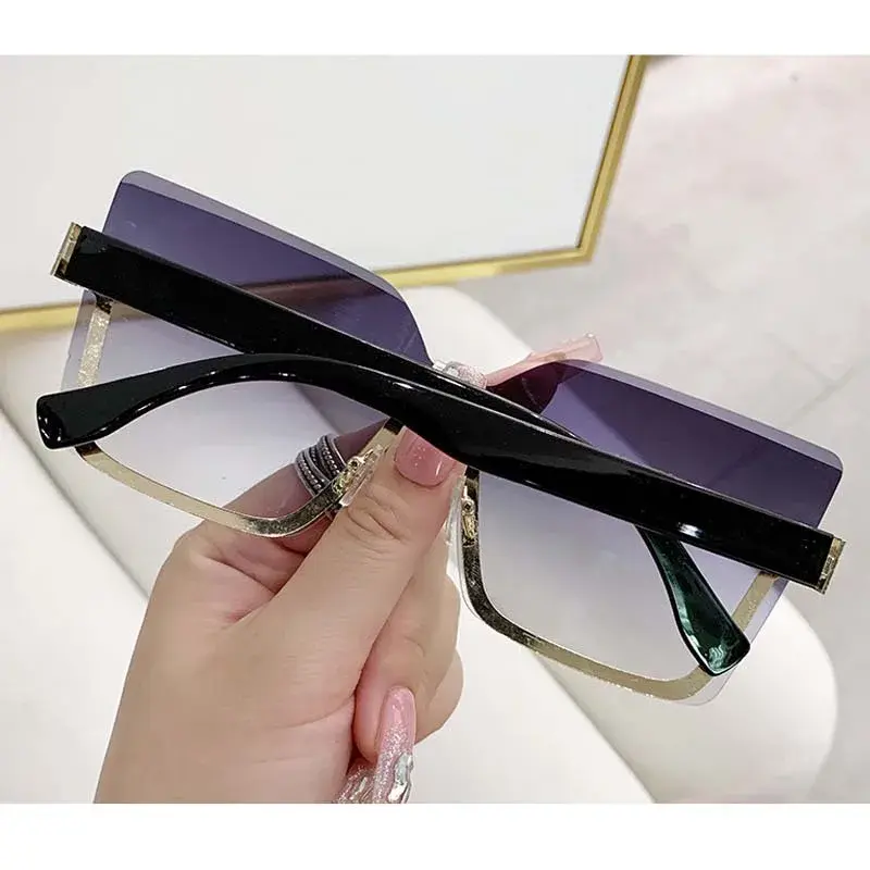 Lovely Rimless Square Sunglasses Women Men Designer Brand Sun Glasses Female Male Casual Gradient Mirror Oculos De Sol