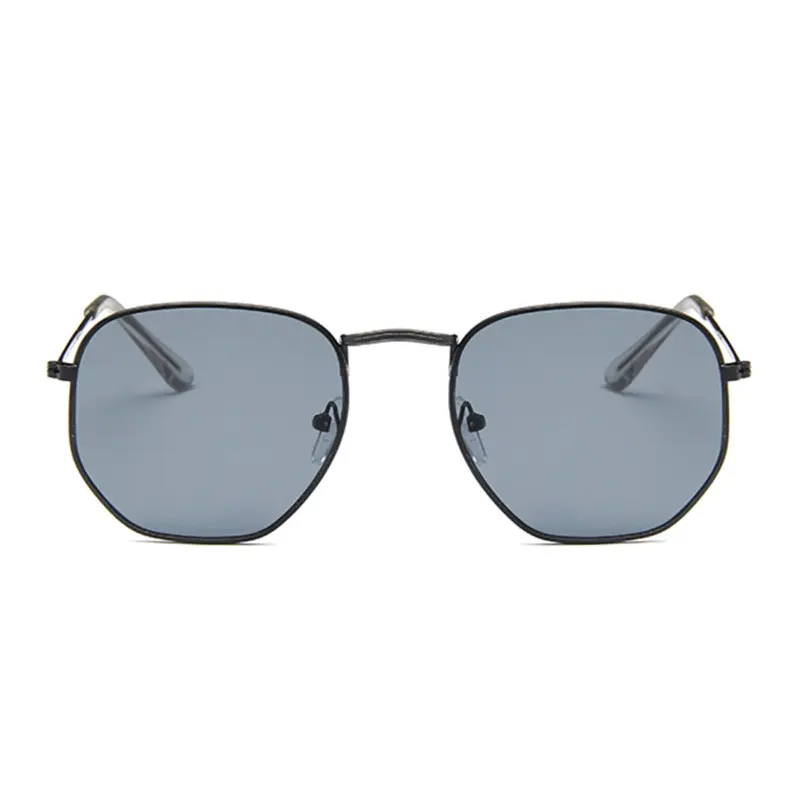 Hexagon Black Sunglasses Woman Brand Designer Small Square Sunglases Man Metal Frame Driving Fishing Sun Glasses Female