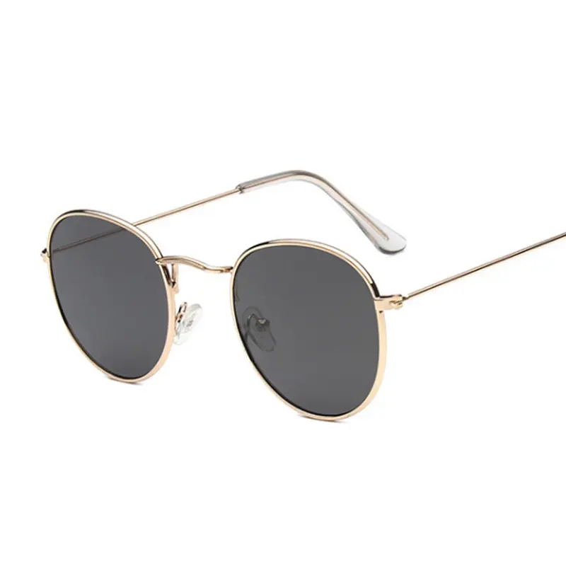 New Small Frame Round Sunglasses Woman Brand Designer Alloy Mirror Sun Glasses Classic Shopping Lady Black Oculos De Sol