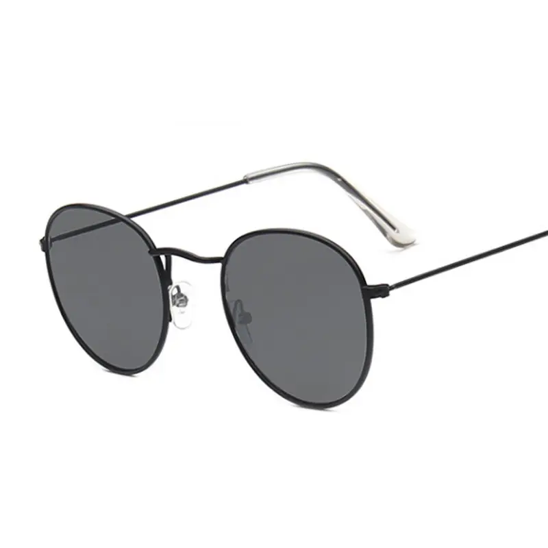New Small Frame Round Sunglasses Woman Brand Designer Alloy Mirror Sun Glasses Classic Shopping Lady Black Oculos De Sol