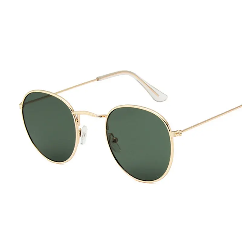 New Small Frame Round Sunglasses Woman Brand Designer Alloy Mirror Sun Glasses Classic Shopping Lady Black Oculos De Sol
