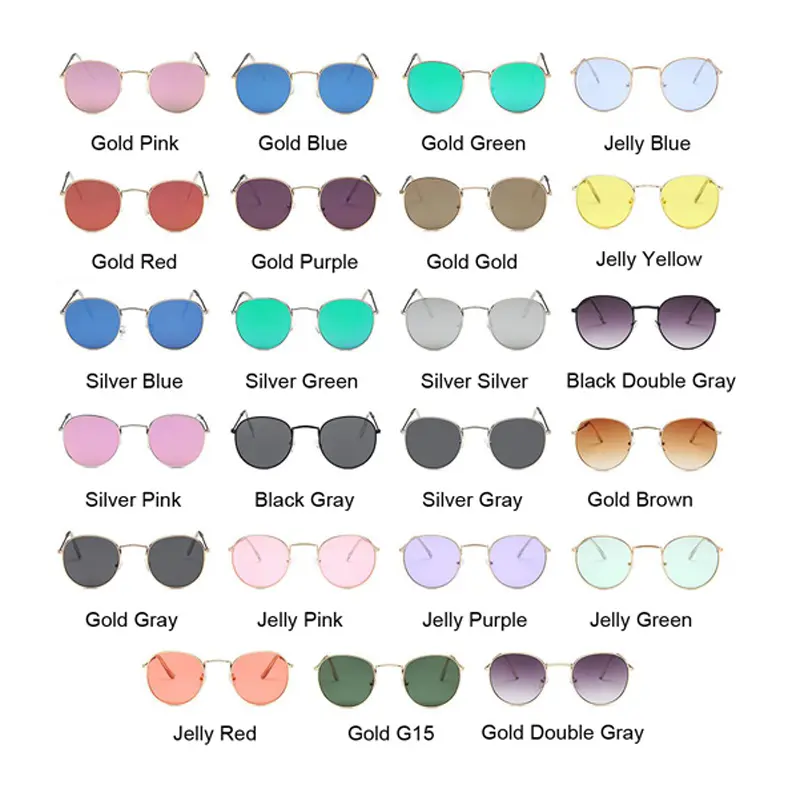 New Small Frame Round Sunglasses Woman Brand Designer Alloy Mirror Sun Glasses Classic Shopping Lady Black Oculos De Sol