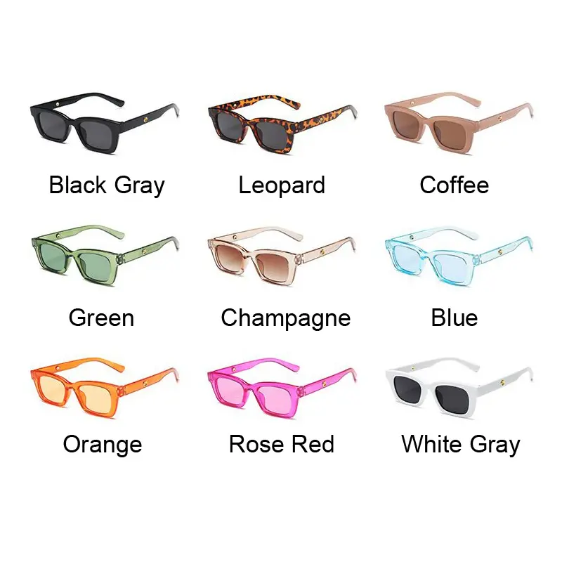 Square Retro Woman Sunglasses Brand Designer Fashion Small Round Sun Glasses Candy Colors Vintage Gradient Oculos De Sol