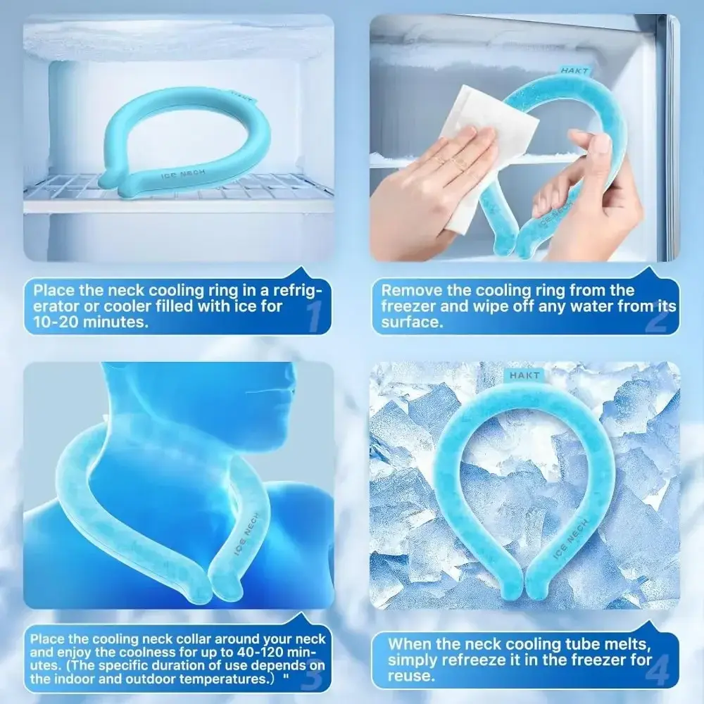 Wearable Neck Cooling Tube Reusable Body Cooling Ice Ring Neck Cooler Soft for Summer Cooling Neck Wrap for Heat Outdoor Sports