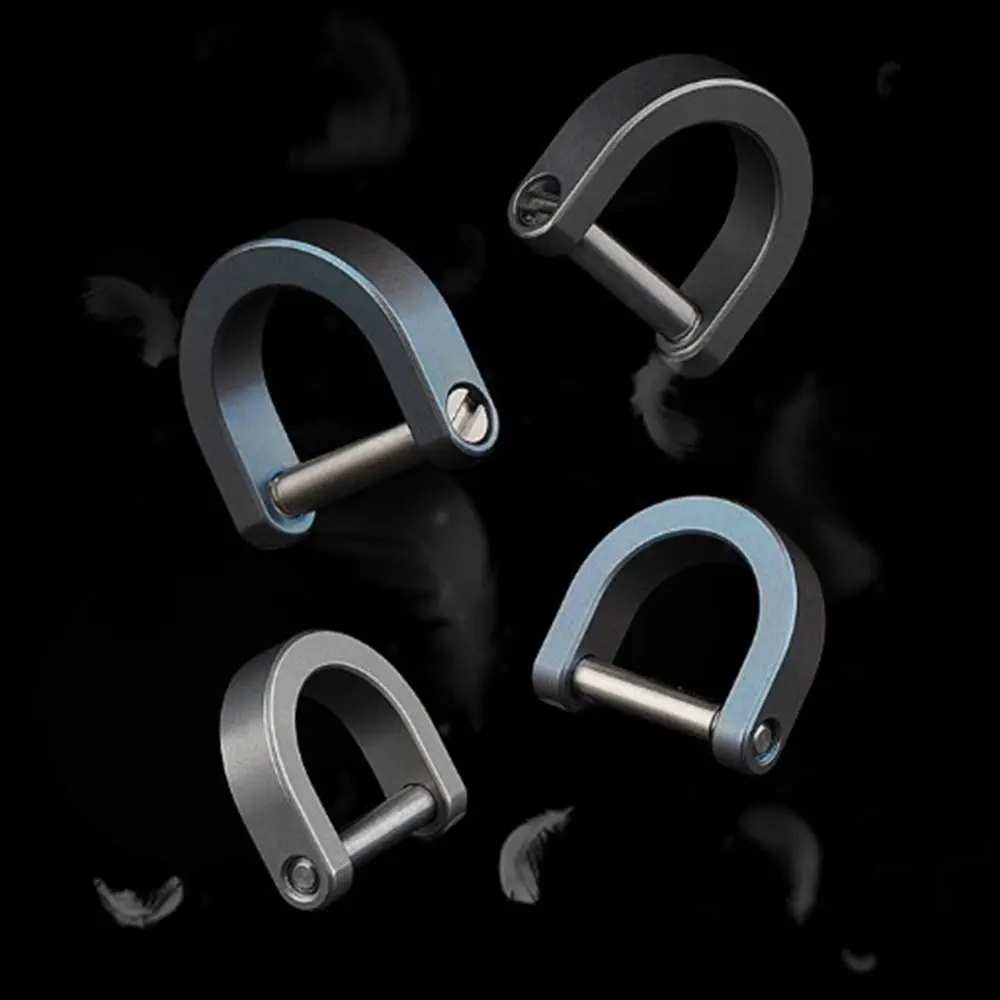Titanium Alloy Horseshoe Buckles Carabiner D Bow Staples Shackle Key Ring Keychain Hook Buckles Outdoor Bracelet Buckles Tool