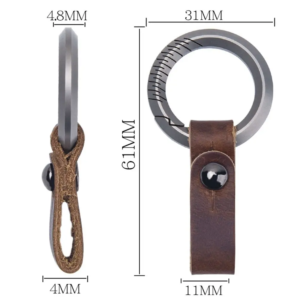 Titanium TC4/Cowhide Key Rings Keychain Buckle Pendant Super Lightweight Man Car Keychain Creativity Gift EDC Outdoor Small Tool