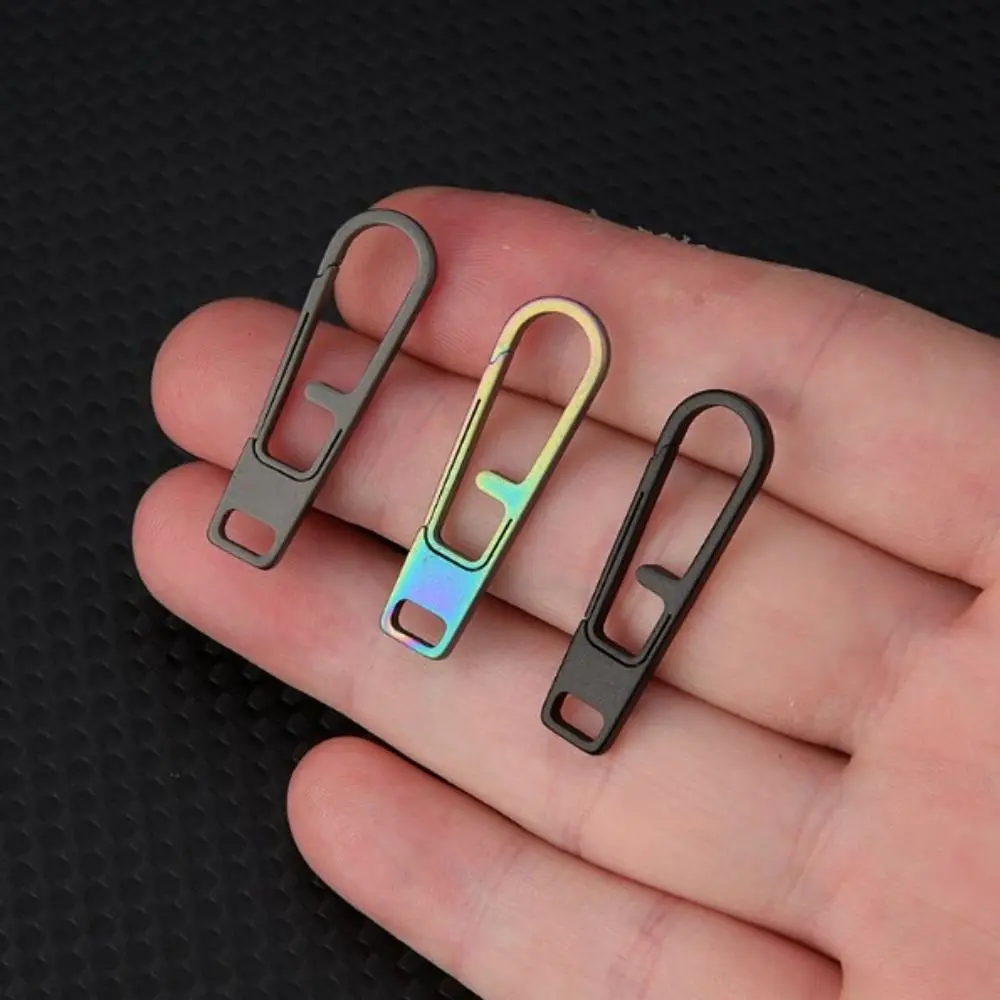 Detachable Titanium Alloy Zipper Head 3 Colors Bag Accessories Spring Hanging Buckle Keychain Mini Outdoor Backpack Buckles Tool